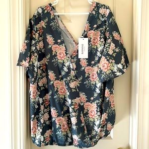 BloomChic V Neck Floral Ruffles Wrap Blouse Size 22-24